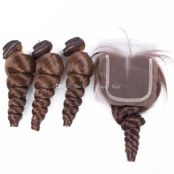 #4 medium brown hair weave with closure 4pcs lot middle 3 part loose wave curly human hair bundles with lace closure, Black
#4 medium brown hair weave with closure 4pcs lot middle 3 part loose wave curly human hair bundles with lace closure, Black