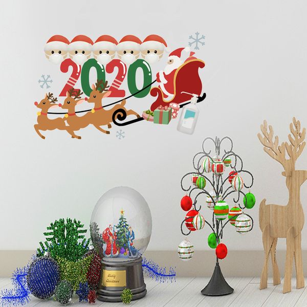 Quarantine Family Face Mask 2020 Christmas Stickers Ornament Sticker Posters Wall Window Decals Festival Party Home Decoration E101304