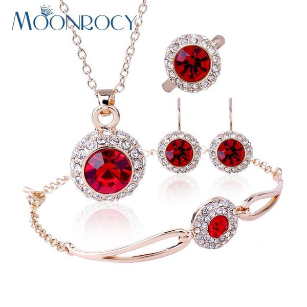MOONROCY Free Shipping Red Blue CZ Rose Gold Color Silver Color Crystal Necklace Earring Ring and Bracelet Jewelry Set for Women
MOONROCY Free Shipping Red Blue CZ Rose Gold Color Silver Color Crystal Necklace Earring Ring and Bracelet Jewelry Set for Women