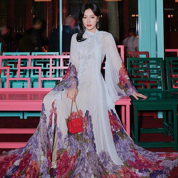 runway long dress 2020 spring new women's fashion party vintage elegant chic print ribbon chiffon loose dresses1, Black;gray
runway long dress 2020 spring new women's fashion party vintage elegant chic print ribbon chiffon loose dresses1, Black;gray