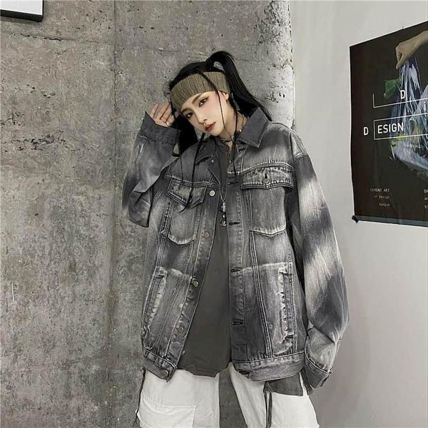 denim jacket female autumn new ins retro smoky gray washed denim jacket loose casual student tide harajuku personality, Black;brown
denim jacket female autumn new ins retro smoky gray washed denim jacket loose casual student tide harajuku personality, Black;brown