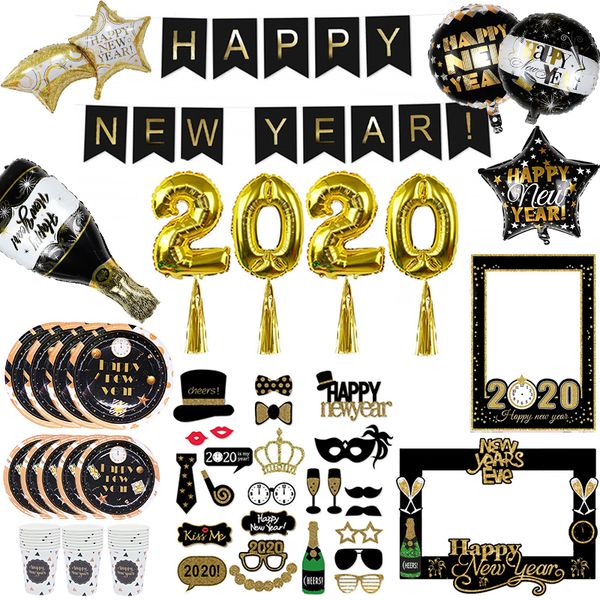 black gold supplies disposable tableware happy new year balloons paper cup plate straws set kids birthday party decoration
black gold supplies disposable tableware happy new year balloons paper cup plate straws set kids birthday party decoration