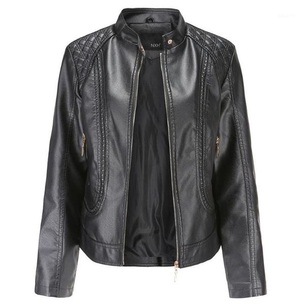 2019 new spring and autumn fashion european and american women's casual pu leather jacket stand collar locomotive coat1, Black
2019 new spring and autumn fashion european and american women's casual pu leather jacket stand collar locomotive coat1, Black