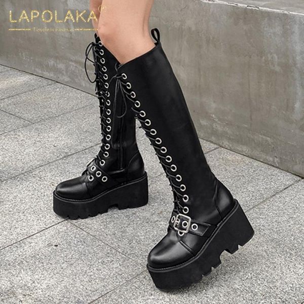 lapolaka 2020 new fashion autumn knight boots woman shoes platform leather belt buckle trendy motorcycle boots, Black
lapolaka 2020 new fashion autumn knight boots woman shoes platform leather belt buckle trendy motorcycle boots, Black
