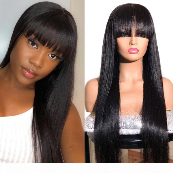 lace front wigs brazilian remy human hair bangs wigs 8-28 inch pre plucked natural black straight full machine made 180% natural hair end, Black;brown
lace front wigs brazilian remy human hair bangs wigs 8-28 inch pre plucked natural black straight full machine made 180% natural hair end, Black;brown