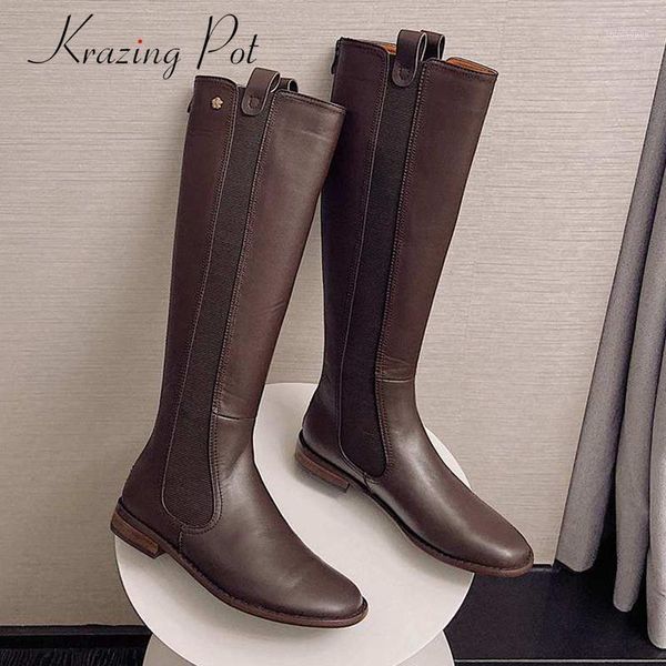 boots krazing pot leisure stretch real leather handmade round toe thick med heel back zip daily wear dating knee-high l801, Black
boots krazing pot leisure stretch real leather handmade round toe thick med heel back zip daily wear dating knee-high l801, Black