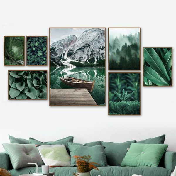 green lake mountain forest banana leaves wall art canvas painting nordic posters and prints wall pictures for living room decor1
green lake mountain forest banana leaves wall art canvas painting nordic posters and prints wall pictures for living room decor1