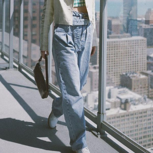 women's jeans two colors cotton women bud high waist lace-up sashes straight loose casual denim long trousers, Blue
women's jeans two colors cotton women bud high waist lace-up sashes straight loose casual denim long trousers, Blue