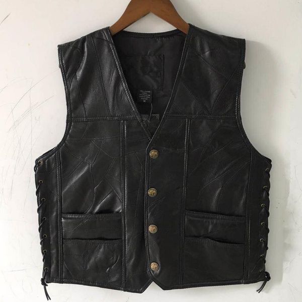 motorcycle leather vest men's sleeveless jacket leather riding vest vest waistcoat sheepskin stitching side lace male, Black;white
motorcycle leather vest men's sleeveless jacket leather riding vest vest waistcoat sheepskin stitching side lace male, Black;white