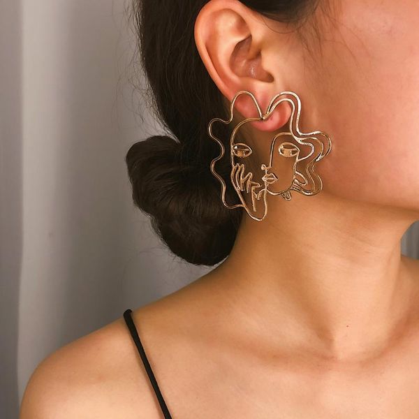 punk human face stud earrings for women retro abstract hollow statement gold silver color metal fashion women earring jewelry, Golden;silver
punk human face stud earrings for women retro abstract hollow statement gold silver color metal fashion women earring jewelry, Golden;silver
