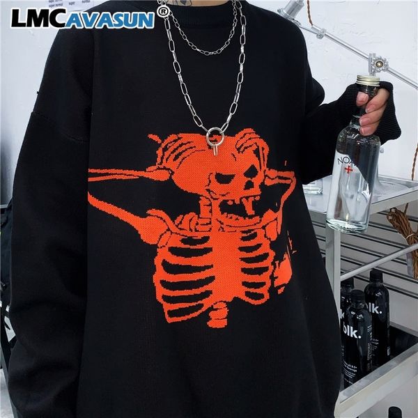 lmcavasun harajuku loose sweater women gothic punk skull pattern oversized sweater jumper full sleeve female streetwear sweaters y200720, White;black
lmcavasun harajuku loose sweater women gothic punk skull pattern oversized sweater jumper full sleeve female streetwear sweaters y200720, White;black