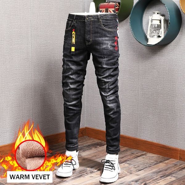 2021 new newly fashion winter jeans men slim fit spliced designer elastic ripped vintage denim pants streetwear velvet warm trousers male kv, Blue
2021 new newly fashion winter jeans men slim fit spliced designer elastic ripped vintage denim pants streetwear velvet warm trousers male kv, Blue