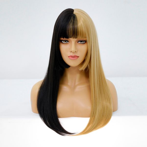 costume accessories half black gold party cosplay long synthetic wigs with bangs for black white women girs lolita bob heat resistant ombre, Silver
costume accessories half black gold party cosplay long synthetic wigs with bangs for black white women girs lolita bob heat resistant ombre, Silver