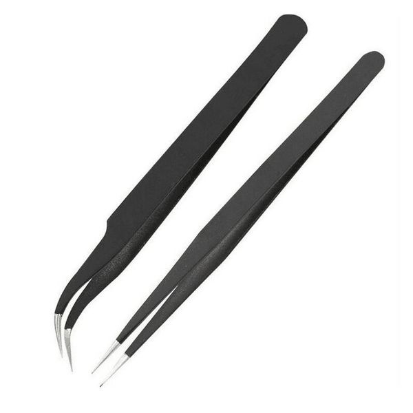 2 pcs fashion new black bend straight anti-static stainless steel handle curved head nail art tweezer set for wome jllhen, Silver
2 pcs fashion new black bend straight anti-static stainless steel handle curved head nail art tweezer set for wome jllhen, Silver