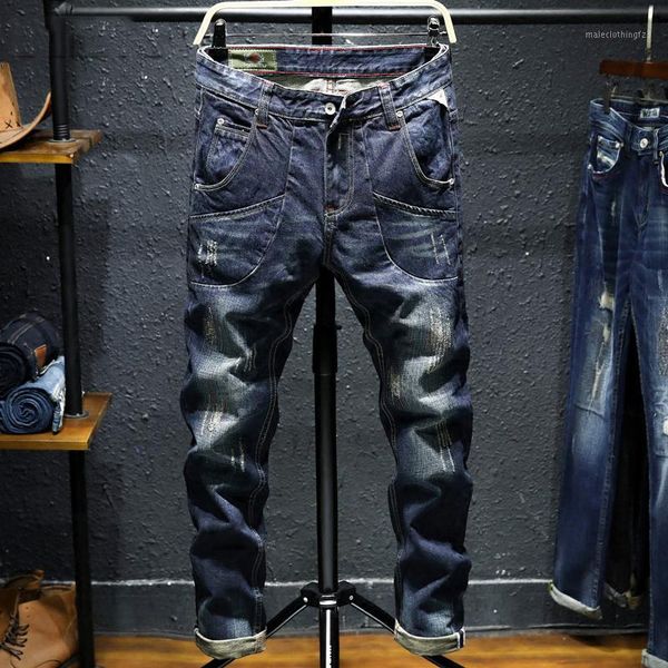 men's jeans 2021 autumn winter fashion men vintage design destroyed ripped for big pocket cargo pants slim fit punk1, Blue
men's jeans 2021 autumn winter fashion men vintage design destroyed ripped for big pocket cargo pants slim fit punk1, Blue