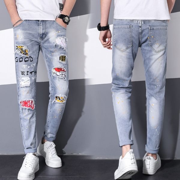 eqbez men's fashion trendy hole slim fit cloth jeans and jeans youth small foot casual pants men's qj6sk, Blue
eqbez men's fashion trendy hole slim fit cloth jeans and jeans youth small foot casual pants men's qj6sk, Blue