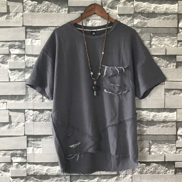 2021 men from japanese oversized hip hop tee cotton linen shirts ripped hole hiphop men's shirt wi71, White;black
2021 men from japanese oversized hip hop tee cotton linen shirts ripped hole hiphop men's shirt wi71, White;black