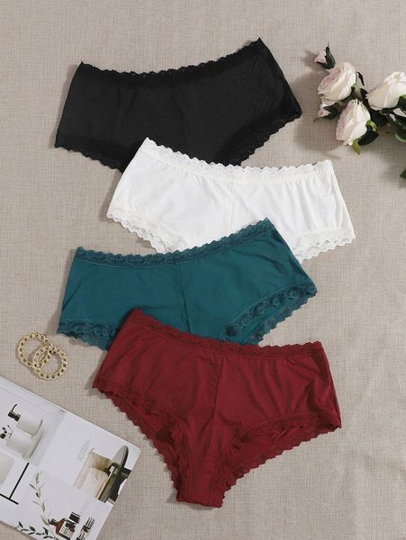 4pack plus contrast lace panty set l5gi#, Black;white
4pack plus contrast lace panty set l5gi#, Black;white