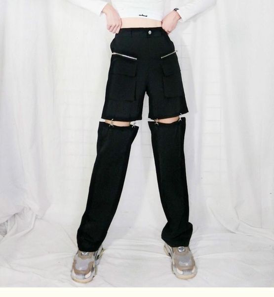 new harajuku straight tube trousers women streetwear gothic black high waist casual fashion female detachable hollowing out pant, Black;white
new harajuku straight tube trousers women streetwear gothic black high waist casual fashion female detachable hollowing out pant, Black;white