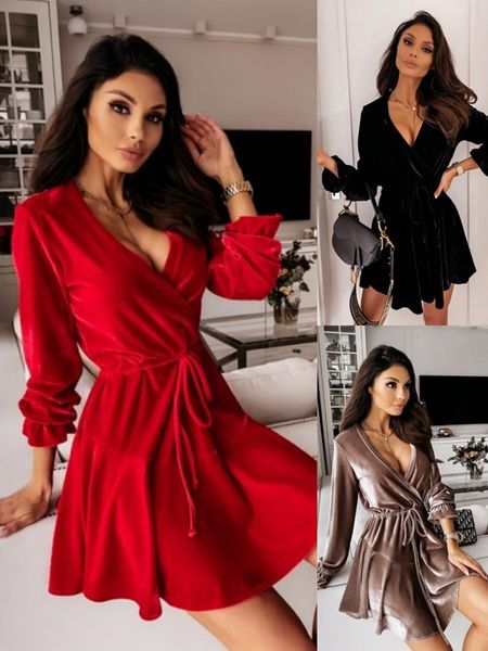 casual dresses women short dress birthday party festival romantic french fashion velvet slim v-neck long-sleeve, Black;gray
casual dresses women short dress birthday party festival romantic french fashion velvet slim v-neck long-sleeve, Black;gray