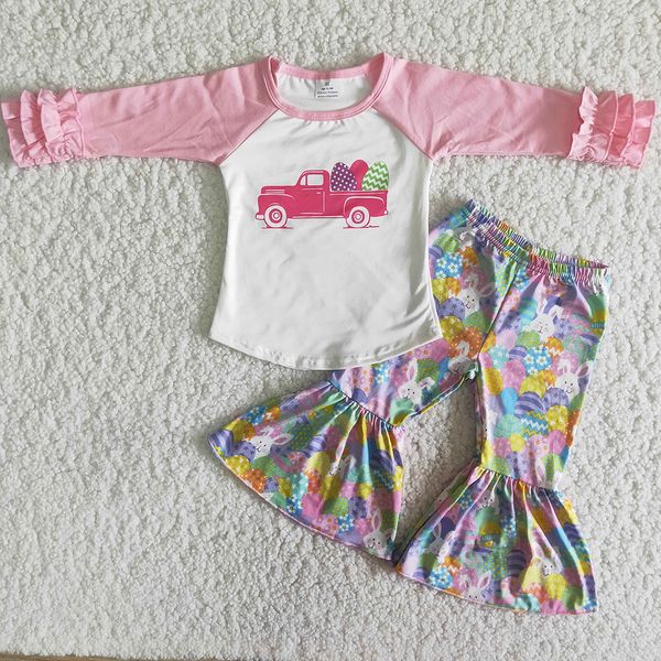 2021new design girls clothing easter egg truck print pink bunny egg girl's boutique clothing bell bottom outfits for easter kids clothi, White
2021new design girls clothing easter egg truck print pink bunny egg girl's boutique clothing bell bottom outfits for easter kids clothi, White