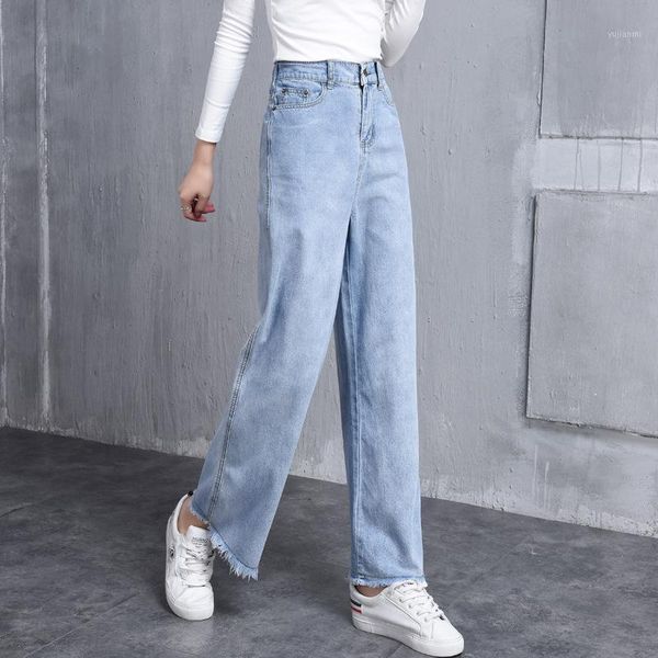 women's 2020 new cropped wide leg jeans high-waisted hem loose skinny straight-leg pants1, Blue
women's 2020 new cropped wide leg jeans high-waisted hem loose skinny straight-leg pants1, Blue