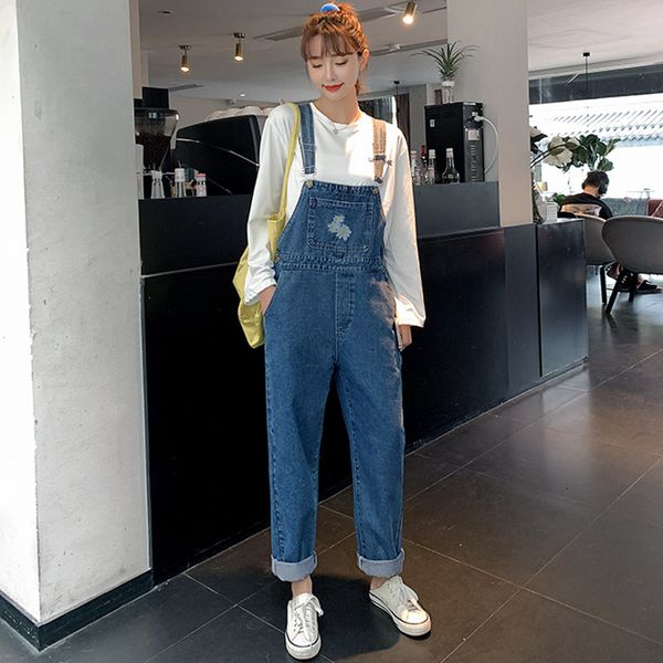 2021 xs-2xl autumn women college style harajuku daisy embroidery jeans loose overalls vintage big pocket denim rompers 7mg8, Blue
2021 xs-2xl autumn women college style harajuku daisy embroidery jeans loose overalls vintage big pocket denim rompers 7mg8, Blue