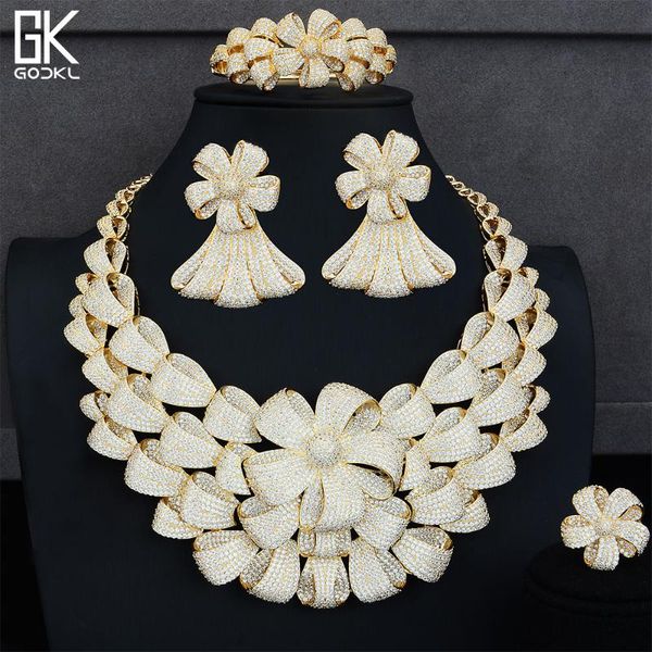 godki super luxury flower bicolor jewelry set women wedding cubic zirconia dubai gold necklace earring bangle ring jewelry sets, Silver
godki super luxury flower bicolor jewelry set women wedding cubic zirconia dubai gold necklace earring bangle ring jewelry sets, Silver