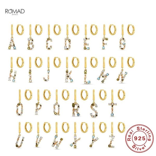 hoop & huggie romad trendy a-z alphabet pendientes earrings for women asymmetric ins letter piercing earings silver 925 jewelry brincos, Golden;silver 
hoop & huggie romad trendy a-z alphabet pendientes earrings for women asymmetric ins letter piercing earings silver 925 jewelry brincos, Golden;silver