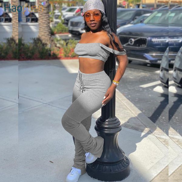 haoyuan two piece set women new summer clothes off shoulder crop split stacked leggings pant club outfits matching sets t200603, White
haoyuan two piece set women new summer clothes off shoulder crop split stacked leggings pant club outfits matching sets t200603, White