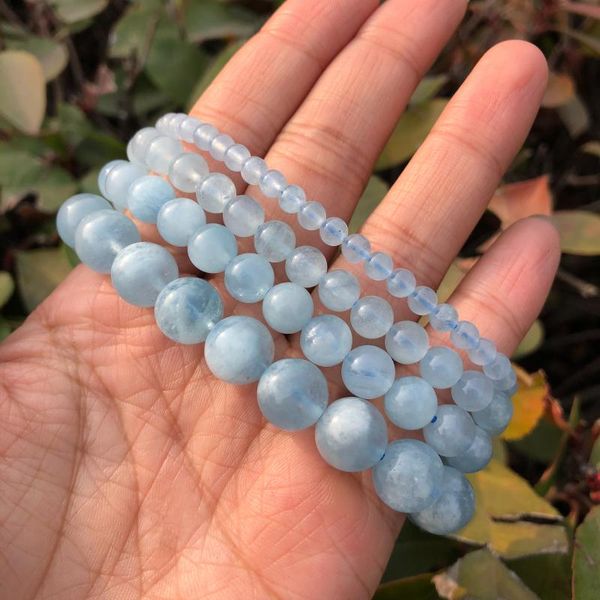 Natural Aquamarine Bracelet Blue Round Beads Crystal Quartz Healing Stones Women Jewelry Gift, Black
Natural Aquamarine Bracelet Blue Round Beads Crystal Quartz Healing Stones Women Jewelry Gift, Black