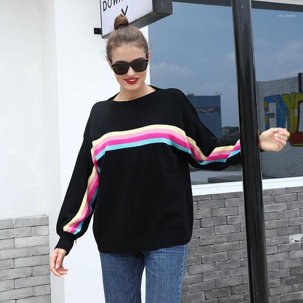 new winter girl women knitted pullovers rainbow sweater shirts women batwing sleeve v neck casual loose knitted jumper 1, White;black
new winter girl women knitted pullovers rainbow sweater shirts women batwing sleeve v neck casual loose knitted jumper 1, White;black