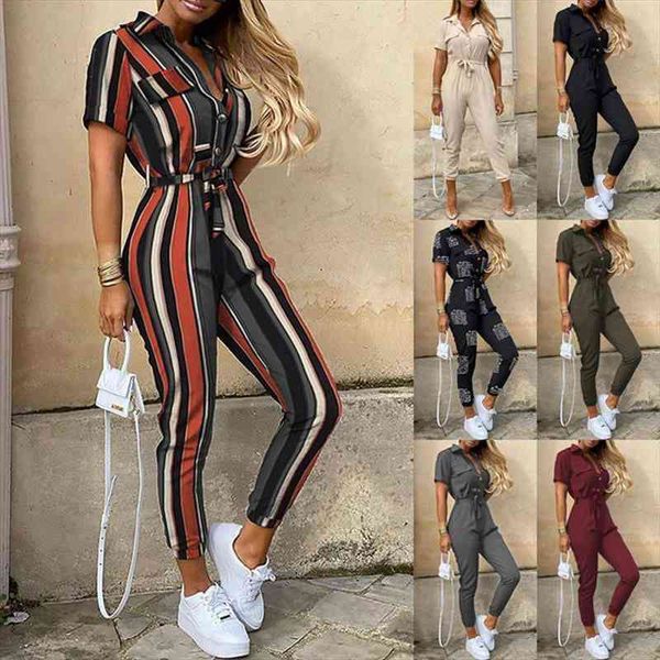 women jumpsuit summer casual lapel printed belt work overalls ladies selling button comfortable boho long jumpsuit, White
women jumpsuit summer casual lapel printed belt work overalls ladies selling button comfortable boho long jumpsuit, White