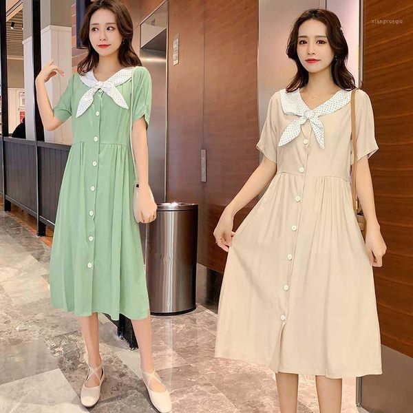 2806# maternity dress summer short sleeve button easy matching loose stylish dress for pregnant women mom1, White
2806# maternity dress summer short sleeve button easy matching loose stylish dress for pregnant women mom1, White