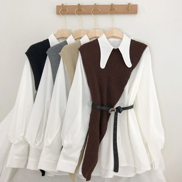 2021 new shirt, pleated skirt, waist waist, thinner, belt + knitted irregular waistcoat, two-piece suit 3cfs, White
2021 new shirt, pleated skirt, waist waist, thinner, belt + knitted irregular waistcoat, two-piece suit 3cfs, White