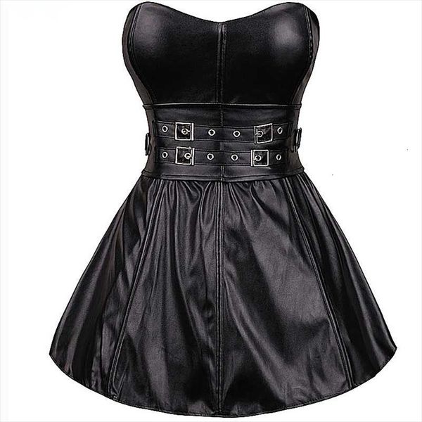 corset dress faux leather strapless black clubwear bustier dress outwear buckled body shaper pole dancing party mini skirt, Black;white
corset dress faux leather strapless black clubwear bustier dress outwear buckled body shaper pole dancing party mini skirt, Black;white