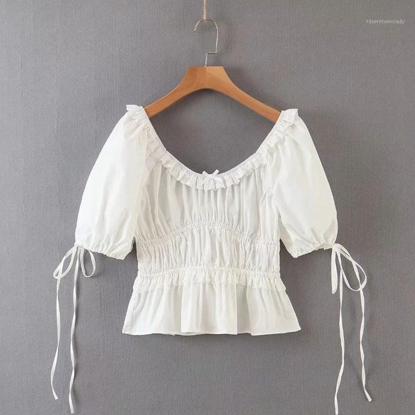 women's blouses & shirts casual woman lace ruched slash neck white short shirt 2021 fashion ladies puff sleeve elastic blouse crop s72
women's blouses & shirts casual woman lace ruched slash neck white short shirt 2021 fashion ladies puff sleeve elastic blouse crop s72