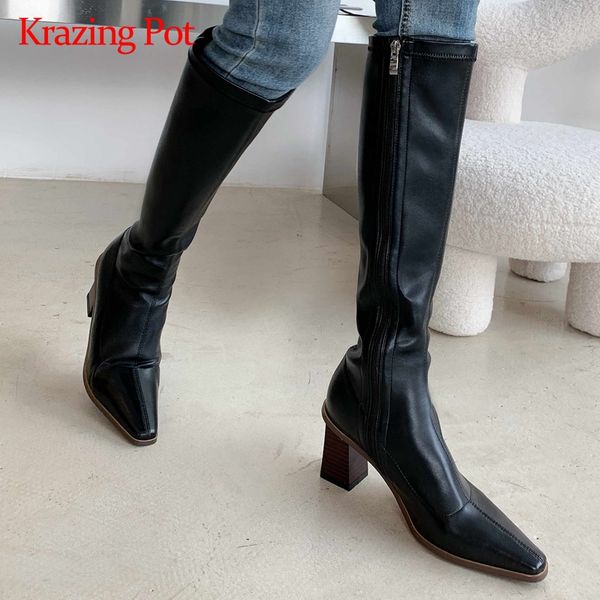 boots krazing pot equestrian stretch streetwear thick med heel small square toe zipper mature knee l0f5, Black
boots krazing pot equestrian stretch streetwear thick med heel small square toe zipper mature knee l0f5, Black