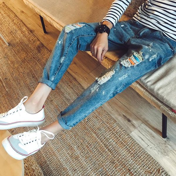 men's jeans spring autumn 2021fashion street hip hop slim ankle length color ripped hole feet pants trendy teenager pencil pants1, Blue
men's jeans spring autumn 2021fashion street hip hop slim ankle length color ripped hole feet pants trendy teenager pencil pants1, Blue
