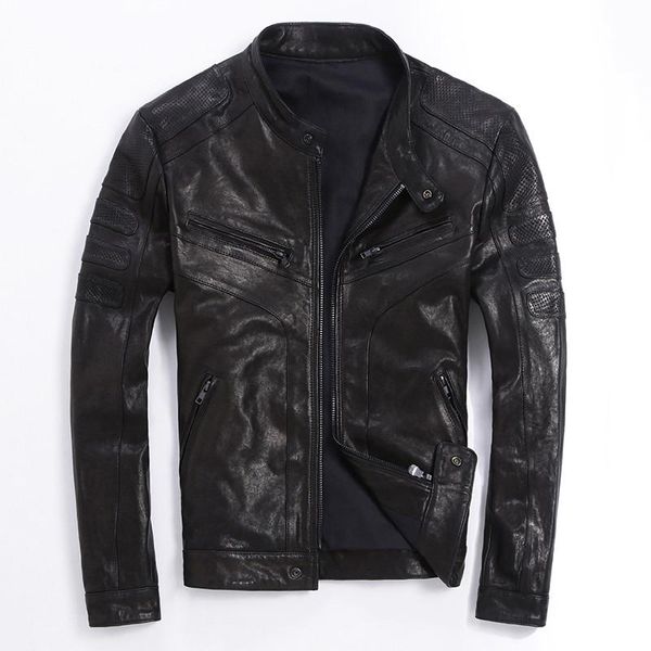 men's leather & faux youlanfairy 100%real goatskin jacket spring autumn short slim motocycle bomber casaca de cuero lg20210004 mf142, Black
men's leather & faux youlanfairy 100%real goatskin jacket spring autumn short slim motocycle bomber casaca de cuero lg20210004 mf142, Black