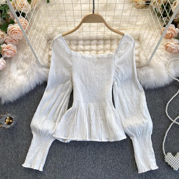 foamlina women's white blouse long puff sleeve square collar ruffles shirt slim pleated elastic casual chic blouse blusas
foamlina women's white blouse long puff sleeve square collar ruffles shirt slim pleated elastic casual chic blouse blusas