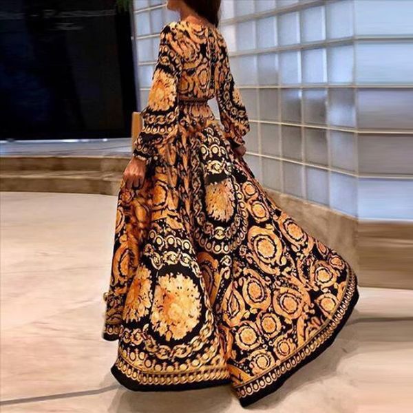 women print long party dress long loose sleeve v neck golden floral maxi dress casual bohemian loose, Black;gray
women print long party dress long loose sleeve v neck golden floral maxi dress casual bohemian loose, Black;gray