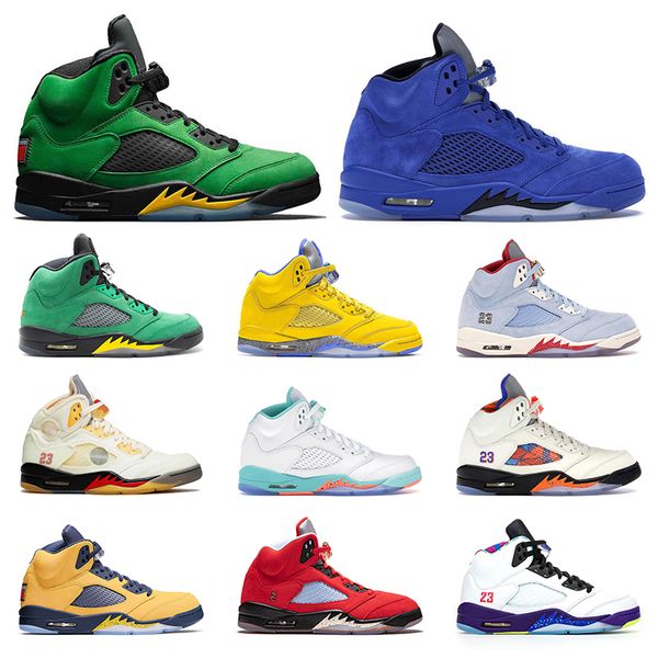 new arrival jumpman 5 5s basketball shoes mens womens olympic sail se oregon blue suede trainers sport sneakers 40-47, White;red
new arrival jumpman 5 5s basketball shoes mens womens olympic sail se oregon blue suede trainers sport sneakers 40-47, White;red