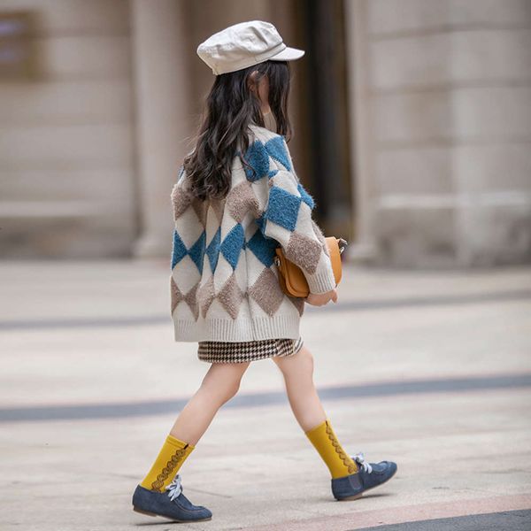 cardigan mycos medium girls' sweater knitting length children's loose foreign sle coat autumn winter 2020 new hw61, Black