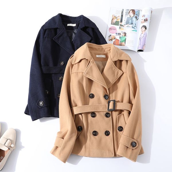 2020 new autumn fashion long sleeve pockets women's woolen coat loose sash warm thickened solid casual bottom up down outwear, Black
2020 new autumn fashion long sleeve pockets women's woolen coat loose sash warm thickened solid casual bottom up down outwear, Black