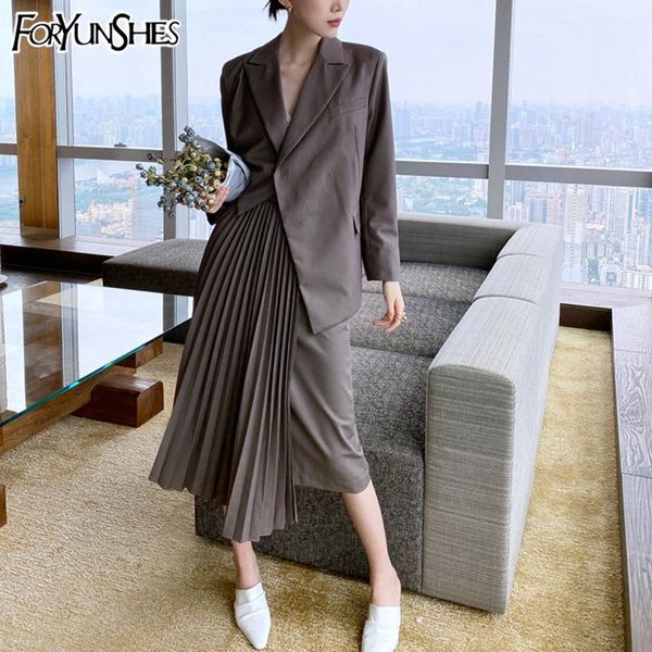 two piece dress foryunshes 2 set women asymmetrical blazer office ladies business long sleeve grey coat + pleated mid-calf skirt 2021, White
two piece dress foryunshes 2 set women asymmetrical blazer office ladies business long sleeve grey coat + pleated mid-calf skirt 2021, White
