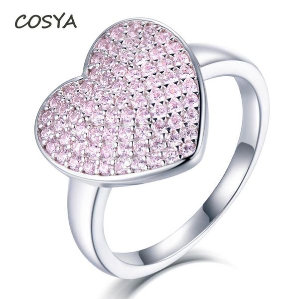 cluster rings cosya shinning pink heart zircon 100% 925 sterling silver high carbon diamond engagement for women fine jewelry wholesale, Golden;silver 
cluster rings cosya shinning pink heart zircon 100% 925 sterling silver high carbon diamond engagement for women fine jewelry wholesale, Golden;silver