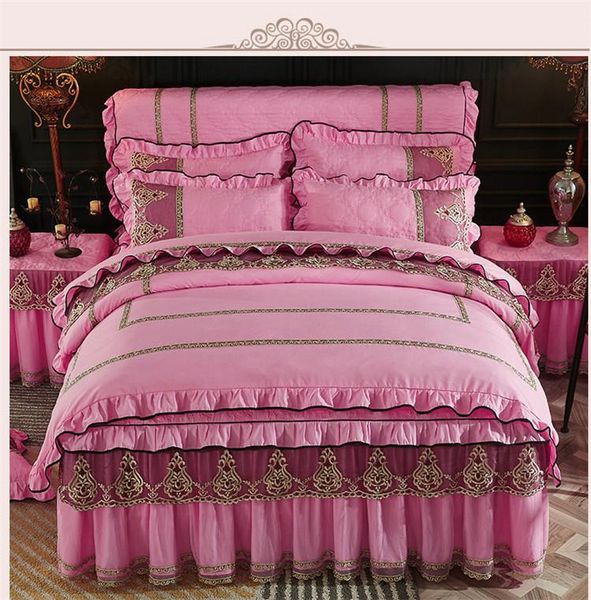 bedding sets pink lace duvet cover set bed skirt pillowcase king size princess luxury soft thicken textile home
bedding sets pink lace duvet cover set bed skirt pillowcase king size princess luxury soft thicken textile home