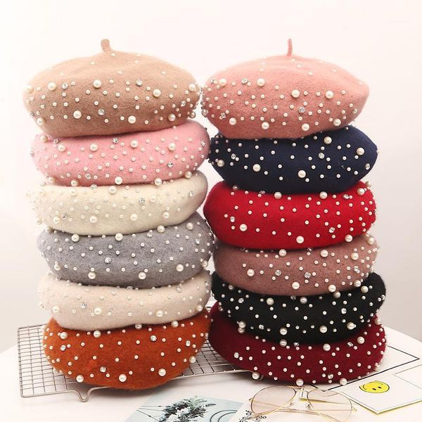 berets pearl beret hat for women cashmere winter retro french black red artist flat fashion yellow lady vintage cap1, Blue;gray
berets pearl beret hat for women cashmere winter retro french black red artist flat fashion yellow lady vintage cap1, Blue;gray