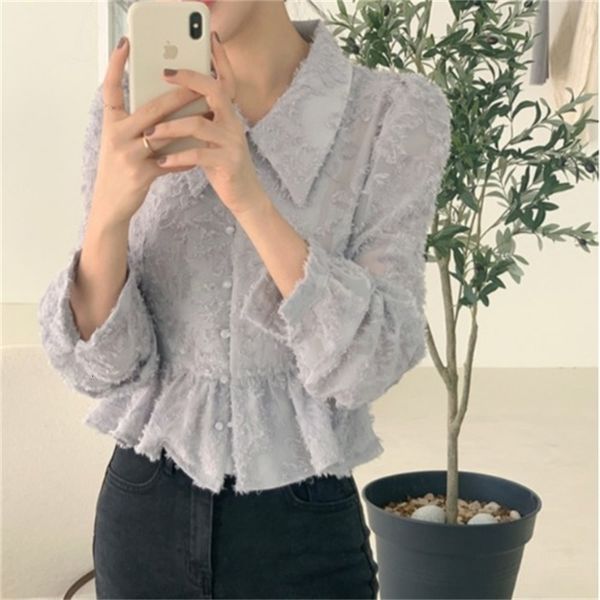 2021 new female shirts solid turtlenecks facing down slobbers sharp frill short chiffon shirt thin waist spring be98, White
2021 new female shirts solid turtlenecks facing down slobbers sharp frill short chiffon shirt thin waist spring be98, White